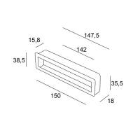 Recessed handle 150x38.5mm matt chrome 