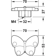 Rankenėlė vaikiška DRUGELIS 70x27mm, rožinė