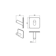 Hook 1 BASE self-adhesive 45x45x30mm brushed stainless steel