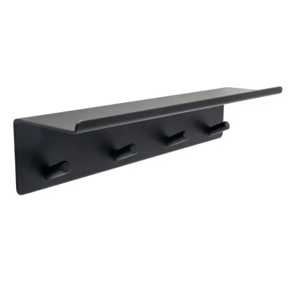 Hook with shelf 4 BASE self-adhesive 300x72x80mm matt black