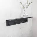 Hook with shelf 4 BASE self-adhesive 300x72x80mm matt black