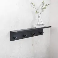 Hook with shelf 4 BASE self-adhesive 300x72x80mm matt black