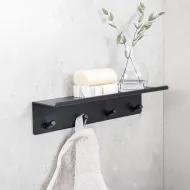 Hook with shelf 4 BASE self-adhesive 300x72x80mm matt black