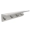 Hook with shelf 4 BASE self-adhesive 300x72x80mm brushed stainless steel