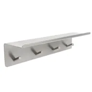 Hook with shelf 4 BASE self-adhesive 300x72x80mm brushed stainless steel