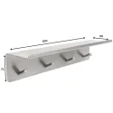 Hook with shelf 4 BASE self-adhesive 300x72x80mm brushed stainless steel