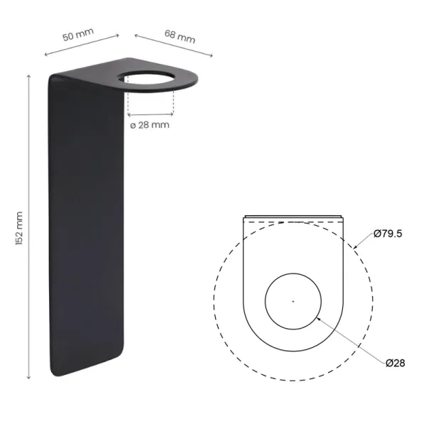 Laikiklis muilo dozatoriui BASE klijuojamas 152x50x68mm, nerūdijančio plieno spalva