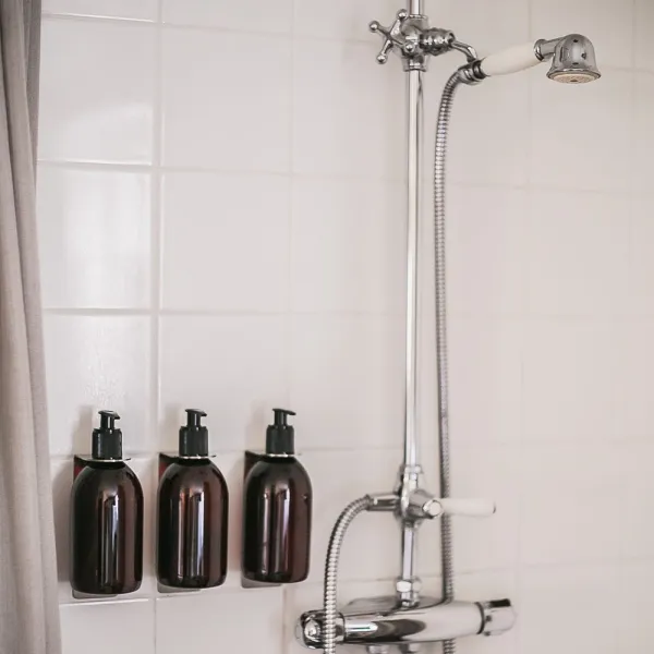 Soap pump holder BASE self-adhesive 152x50x68mm brushed stainless steel