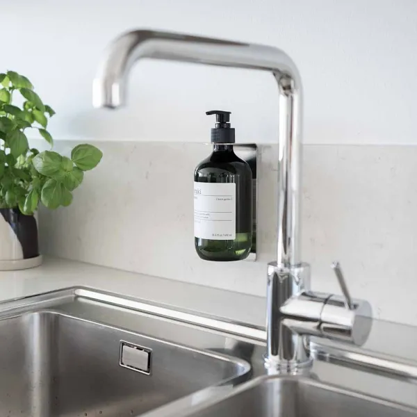 Soap pump holder BASE self-adhesive 152x50x68mm brushed stainless steel