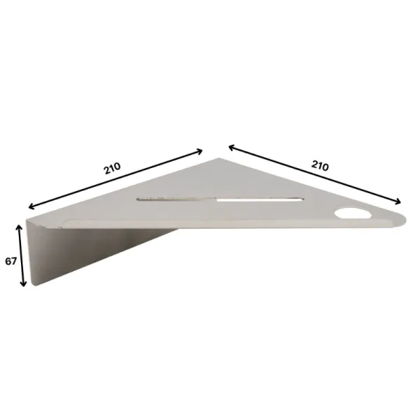 Lentynėlė vonios kampinė BASE klijuojama 210x210x67mm, nerūdijančio plieno spalva