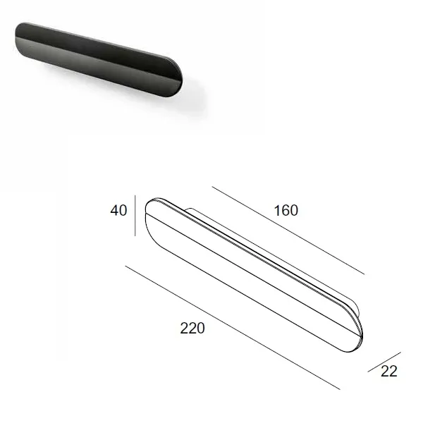 Rankenėlė CC160mm, L220mm, matinė juoda