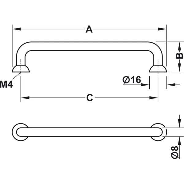 Rankenėlė H1715 CC160mm, L176mm, šlifuota žalvaris
