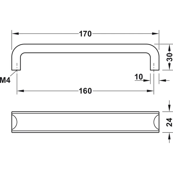 Rankenėlė H1720 CC160mm, L170mm, sendintas alavas