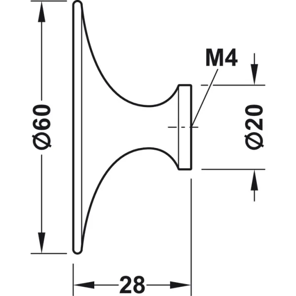 Rankenėlė taškinė H1960 CC60mm, L28mm, matinė juoda