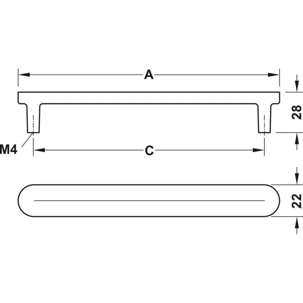 Furniture handle, Handle with base, aluminium