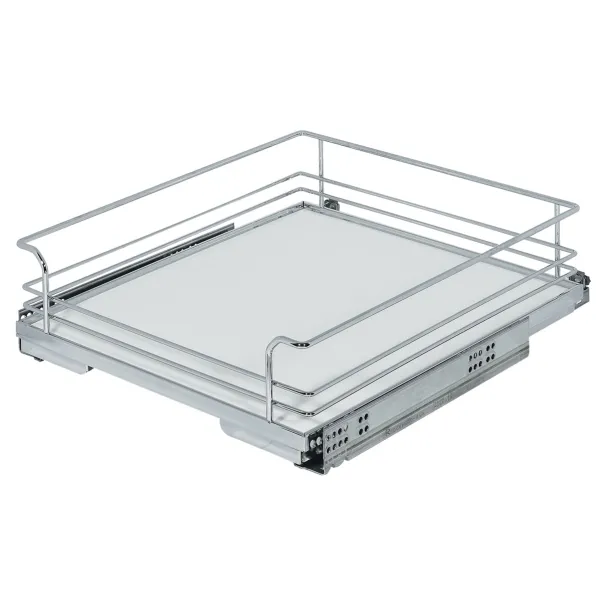 Base unit internal extension, installation behind hinged doors, roller bearing guided, shelf