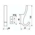 Hook large matt chrome