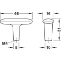 Rankenėlė vieno taško H2140 L46mm, W16mm, H31mm, matinė juoda