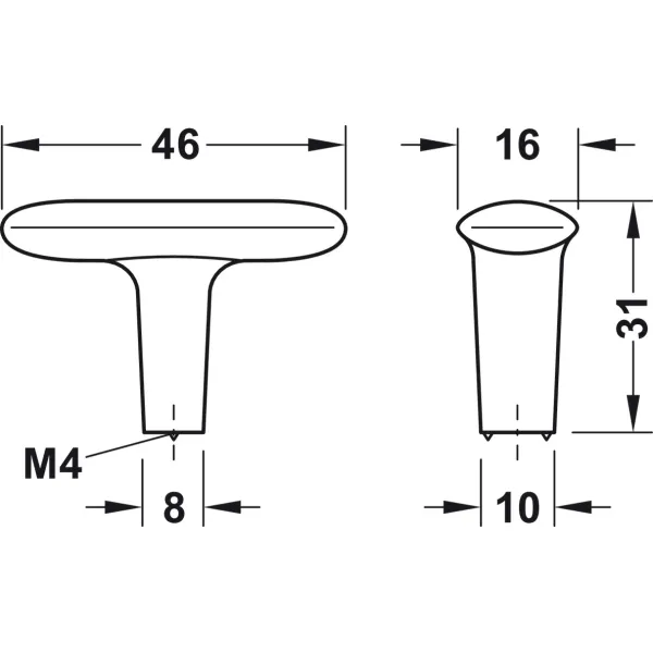 Rankenėlė vieno taško H2140 L46mm, W16mm, H31mm, šlifuota nikelis
