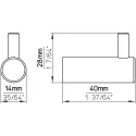 Pakabėlė Ø14mm, L40mm, matinė balta