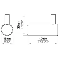 Pakabėlė vienguba Ø16mm, 30x40mm, šlifuotas bronza
