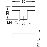 Rankenėlė vieno taško 60x10mm, H33mm, nerūdijančio plieno spalva