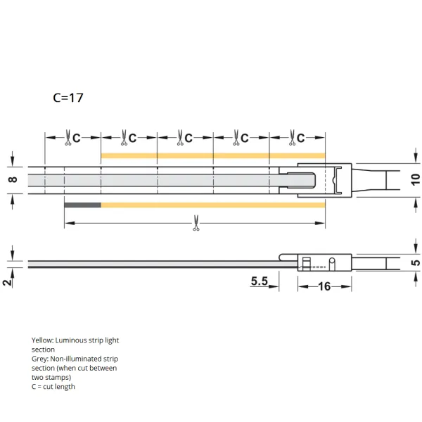 Juosta COB LED3103 Loox5, 24V, 8mm, monochromatinė, 4,8W/m, natūrali balta šviesa 4000K, 5m