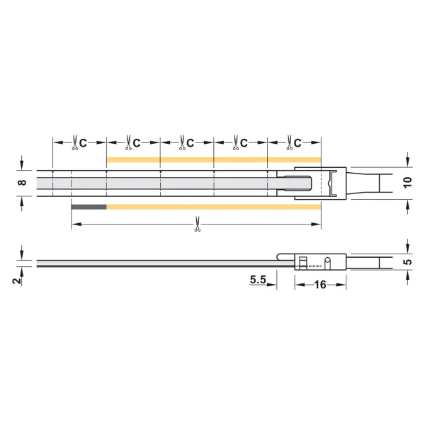 COB LED strip light LED3104 Loox5, 24V, 8mm, monochrome, 9.6W/m, cool white 5000K, 5m