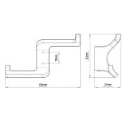 Hook, double 63x108x37mm chrome