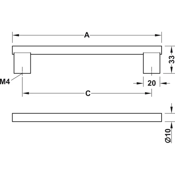 Rankenėlė CC160mm, 182x33mm, šlifuota žalvaris