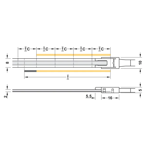 COB LED strip light LED3105 Loox5, 24V, 8mm, monochrome, 14.4W/m, super warm white 2700K, 5m