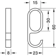 Pakabėlė ovaliam vamzdžiui 30x15mm, juoda