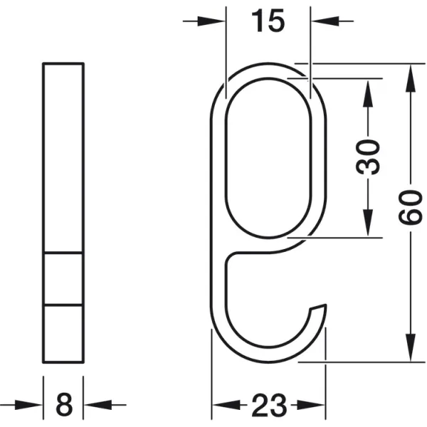 Pakabėlė ovaliam vamzdžiui 30x15mm, pilka