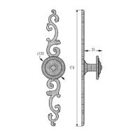 Rankenėlė vieno taško RETRO L178mm, Ø30mm, retro bronza