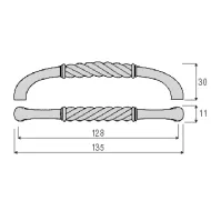 Handle RETRO CC128mm L135mm aged tin 