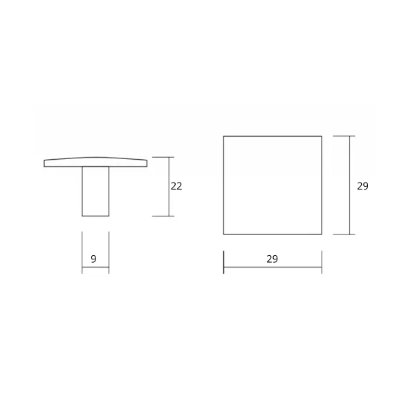 Handle 29x29mm black 