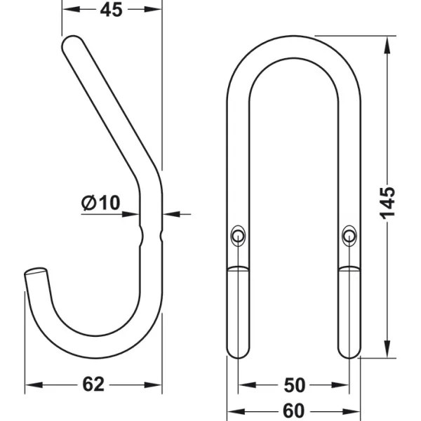 Stainless steel, with 2 hooks