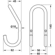 Stainless steel, with 2 hooks