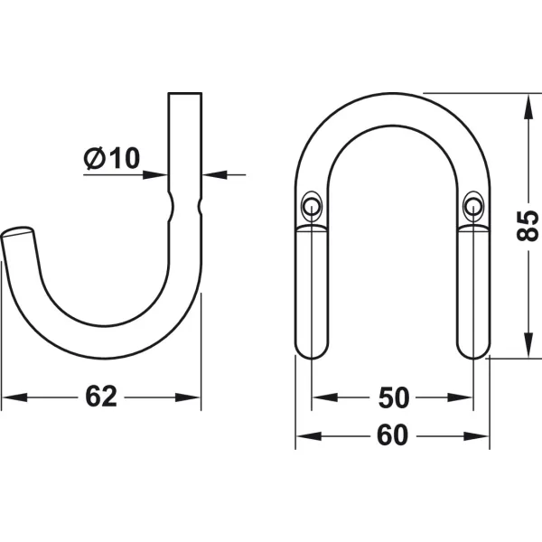 Stainless steel, with 2 hooks