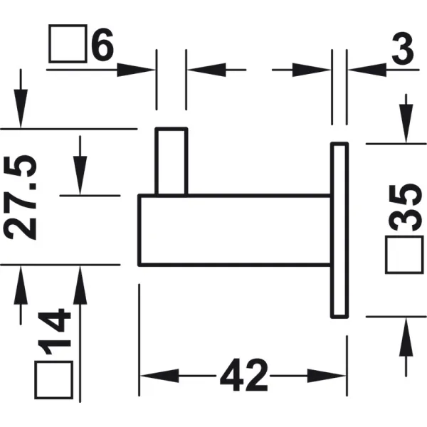 Pakabėlė 35x35mm, L42mm, žalvario spalva