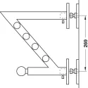 Wardrobe arm, Stainless steel, with 9 hooks, wall mounting