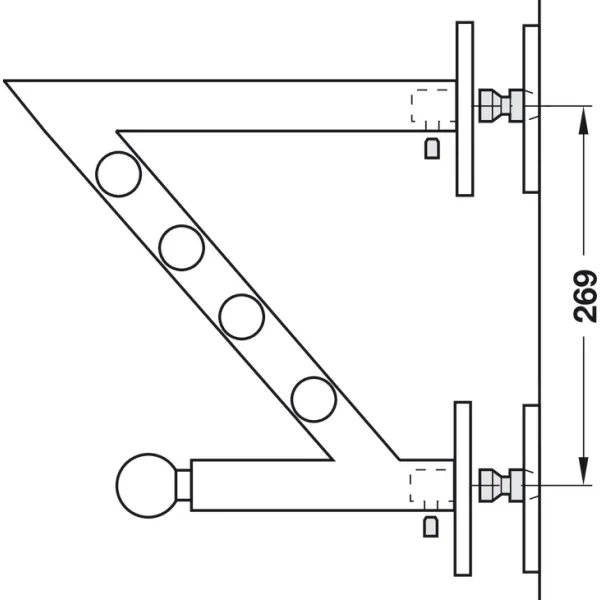 Wardrobe arm, Stainless steel, with 9 hooks, wall mounting