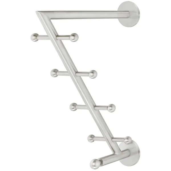 Wardrobe arm, Stainless steel, with 9 hooks, wall mounting