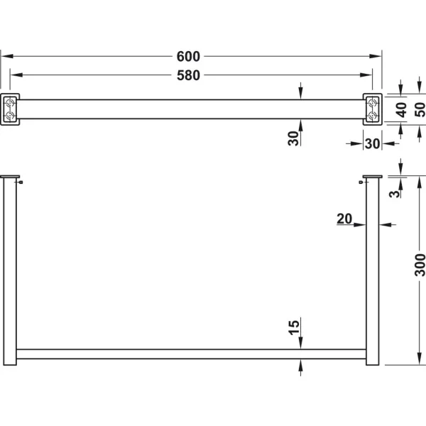 Kabykla 300x600mm, nerūdijančio plieno spalva