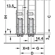 Sliding door fitting, Häfele Slido F-Line15 55A, set