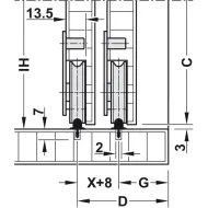 Sliding door fitting, Häfele Slido F-Line15 55A, set