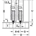 SDS Slido F-Line15 55A medinėms 3 durims, reguliuojama
