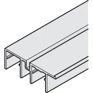 Double guide track, Bottom, with stop strip, for screw fixing to base panel