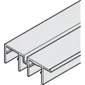 Double guide track, Bottom, with stop strip, for screw fixing to base panel