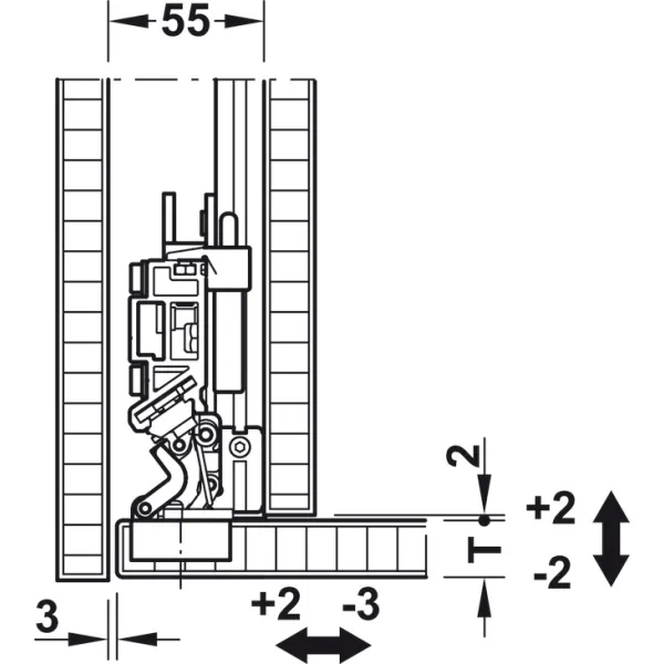 SDS Slido F-Park72 30A medinėms 1 durims H1200-1400mm, P560mm,